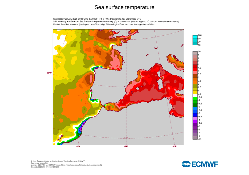 Ahora mismo el Mediterráneo en un gigantesco colchón de calor y humedad, lo que impide que la temperatura baje y que el bochorno sea insoportable.