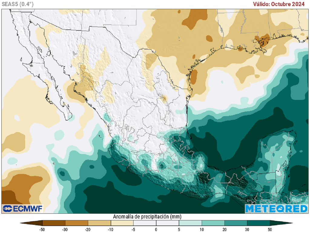 Anomalía de precipitaciones para octubre Anomalía de precipitaciones para octubre