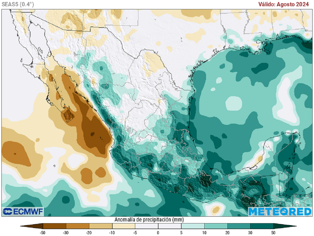 Anomalía de precipitaciones en agosto