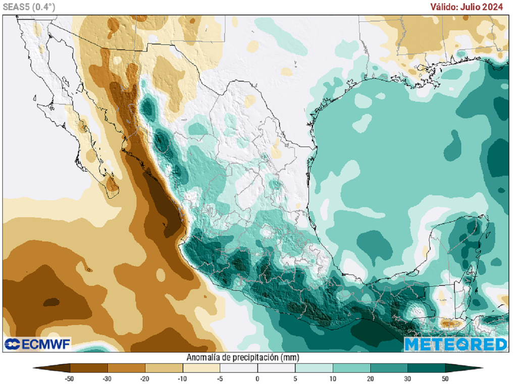 Anomalía de precipitaciones para julio Anomalía de precipitaciones para julio