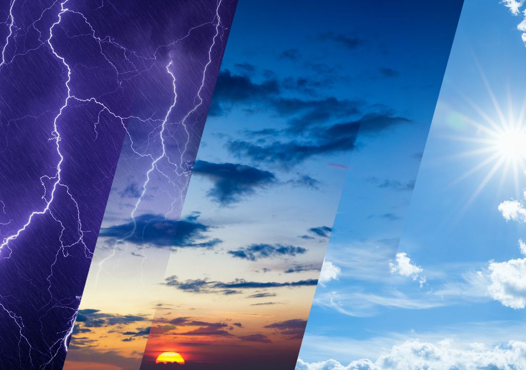 Ilustração do céu com padrão climático se invertendo. Ilustração do céu com padrão climático se invertendo.