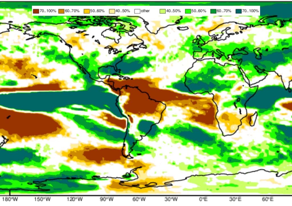 Previsão de anomalia de chuva para o trimestre Outubro - Novembro - Dezembro de 2026 Previsão de anomalia de chuva para o trimestre Outubro - Novembro - Dezembro de 2026 indica chuvas volumosas no centro-sul do Brasil e secas expressivas no Norte do país.