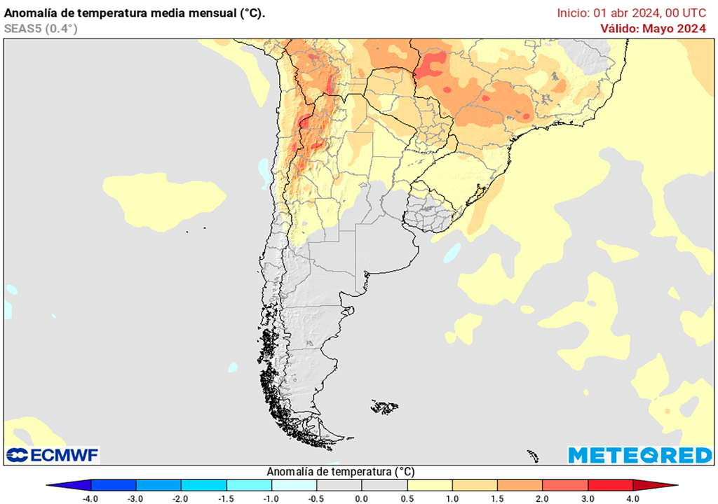 Temperatura, Heladas, Argentina, Mayo, Pronostico