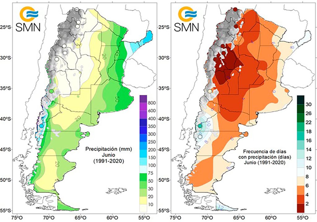 Lluvia, Junio, Invierno, Frecuencia, Acumulados, Argentina