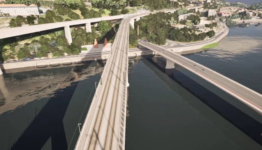 Confirma-se a construção de uma só ponte, de carácter rodoferroviário, uma estação em S. Ovídio e uma passagem abrigada em Porto-Campanhã para o TGV. Imagem: © Direitos Reservados