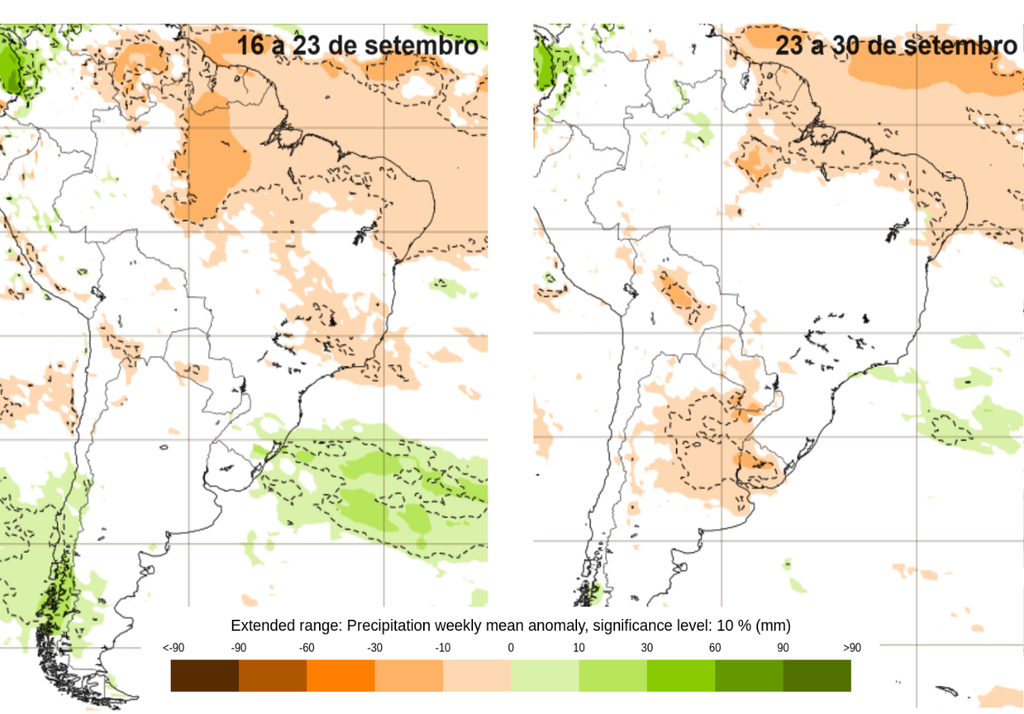 previsão, anomalia de precipitação, ecmwf