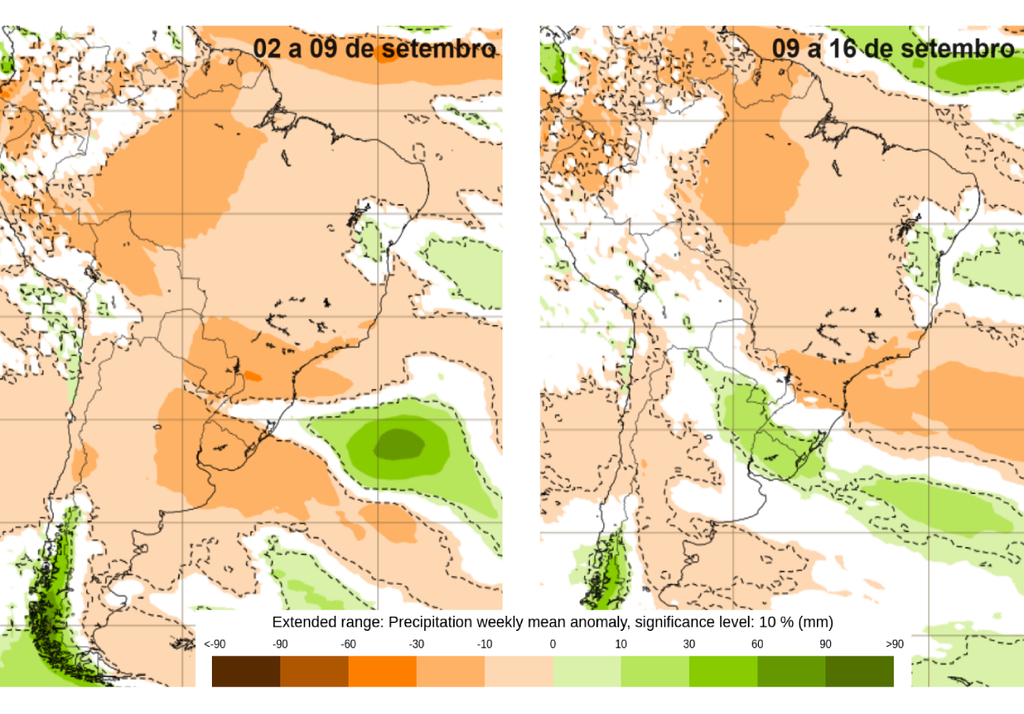 previsão, anomalia de precipitação, ecmwf