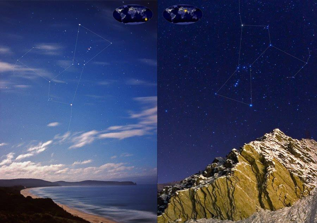 Comparación de la constelación de Orión. Comparación de la constelación de Orión.