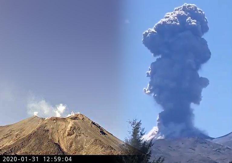 Complejo volcánico Nevados de Chillán emitiendo nube de cenizas y gases Complejo volcánico Nevados de Chillán emitiendo nube de cenizas y gases