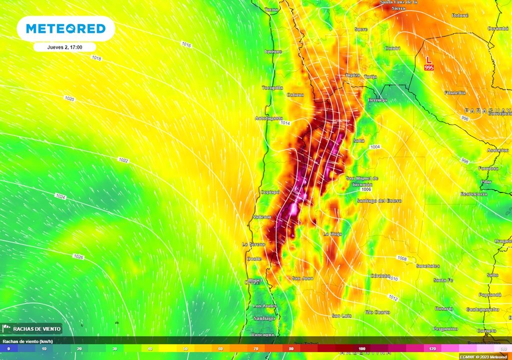 pronóstico de rachas de viento para el norte de Chile pronóstico de rachas de viento para el norte de Chile