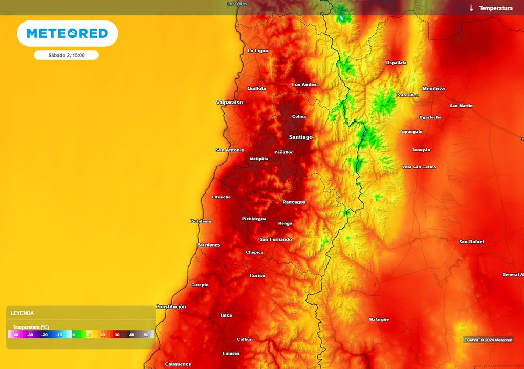 temperaturas previstas por el modelo del ECMWF