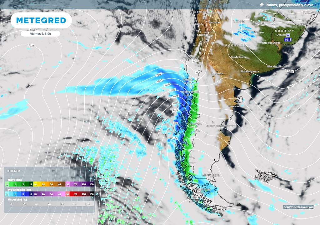 nubes presión y precipitaciones previstas por el modelo del ECMWF nubes presión y precipitaciones previstas por el modelo del ECMWF