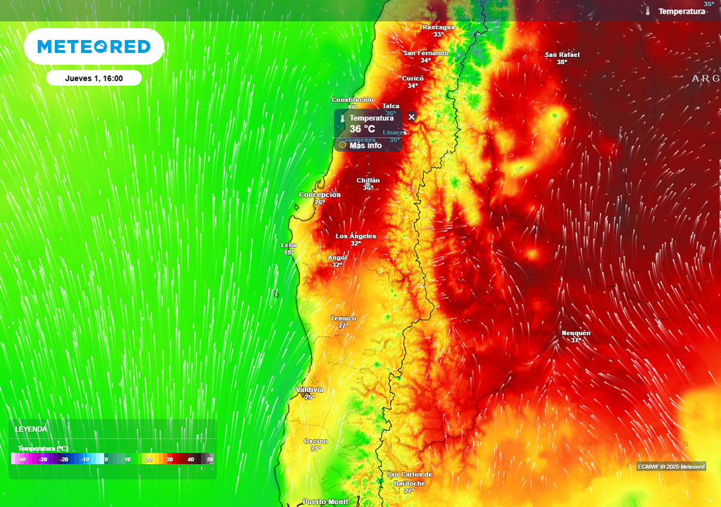 Pronóstico Año Nuevo 2026 en Chile centro sur, Meteored