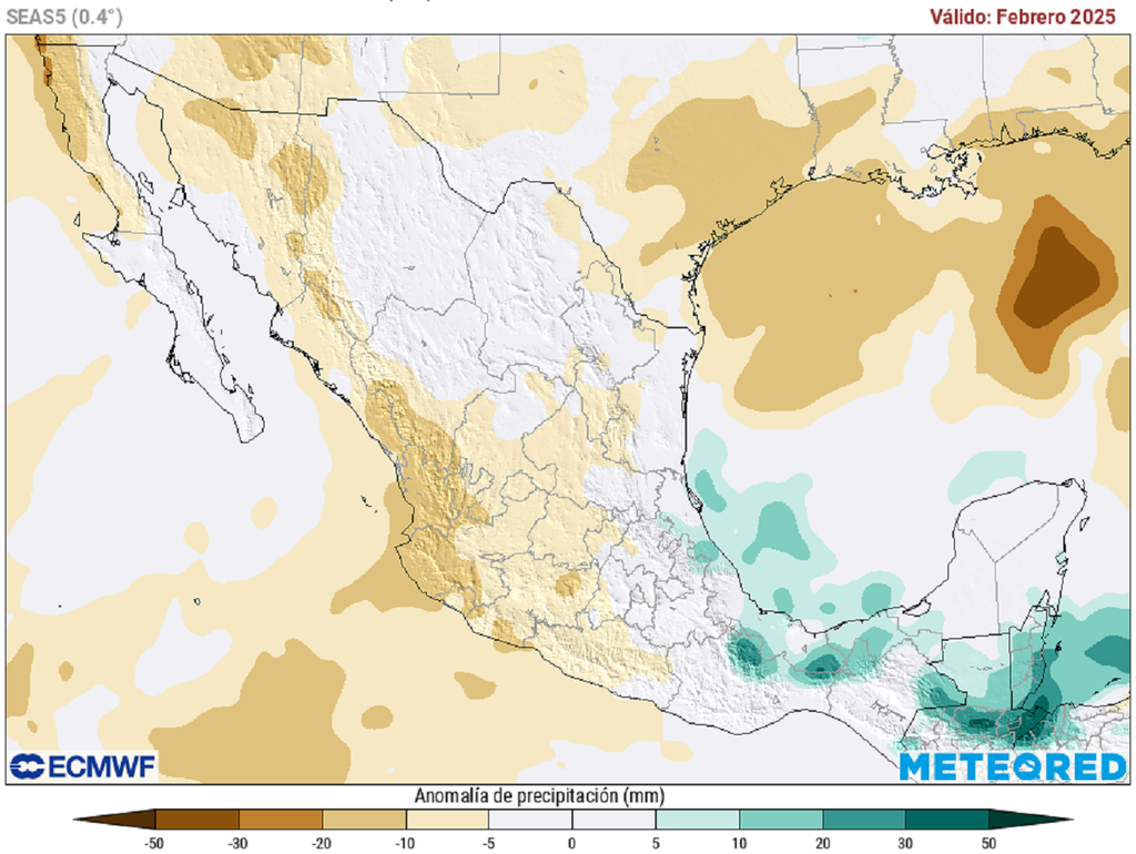 Anomalía de precipitaciones en febrero de 2025. Anomalía de precipitaciones en febrero de 2025.