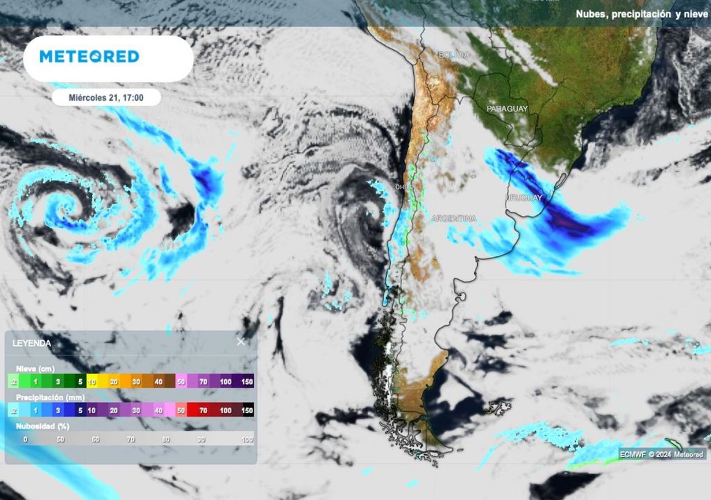 mapa nubes y precipitación (modelo del ECMWF) mapa nubes y precipitación (modelo del ECMWF)