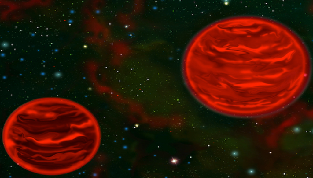 Rappresentazione artistica di un JuMBo, coppie di stelle erranti nello spazio. Credit: Gemini Observatory/Jon Lomberg