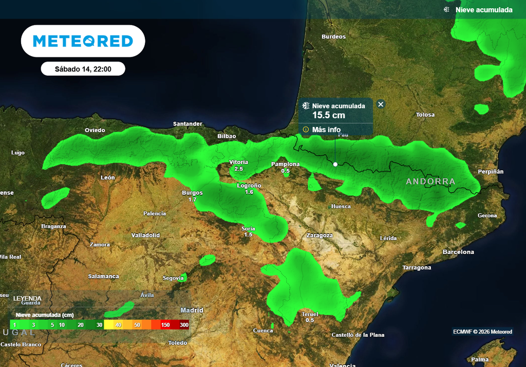 Las cordilleras del norte peninsular serán las que más nieve acumulen.