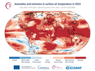 Clima, il 2024 è stato il primo anno a superare la soglia di riscaldamento di 1,5 ºC: la conferma di Copernicus