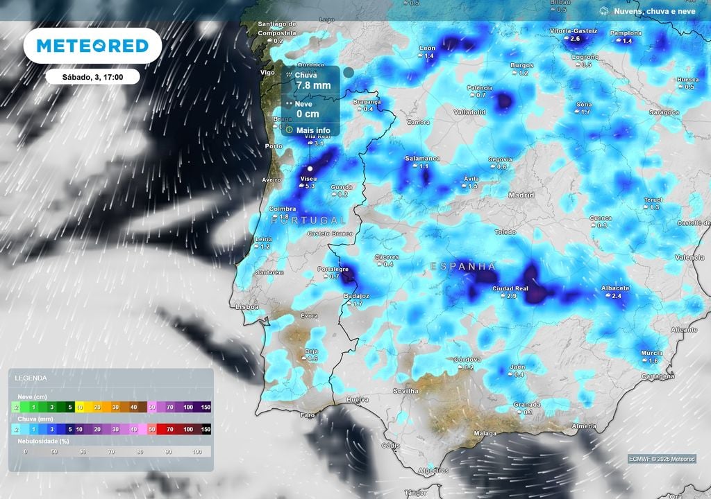 chuva prevista O fim de semana poderá contar com chuva e possível trovoada. É esperado que o dia mais crítico possa ser amanhã, sábado.