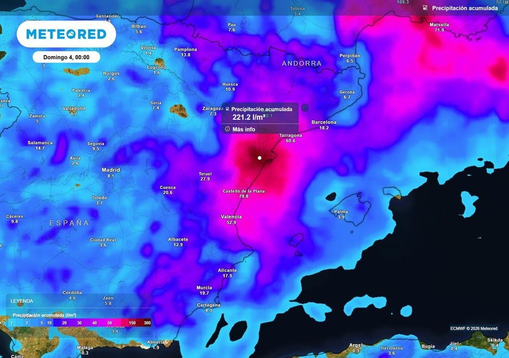 El episodio de fuertes tormentas se prolongará hasta el fin de semana. Entre hoy el sábado se podrán acumular más de 200 l/m2 en algunas zonas de la fachada mediterránea.