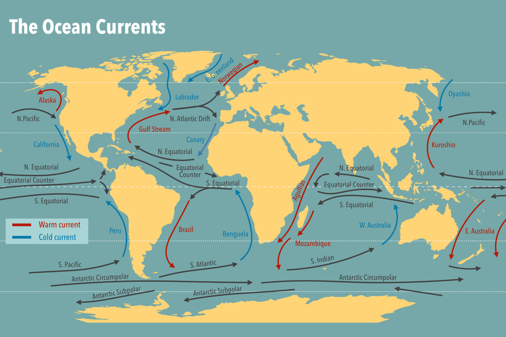 Какое течение в тихом океане. Морские течения. Map Ocean currents. Канарское течение на карте. Гольфстрим на карте мирового океана.