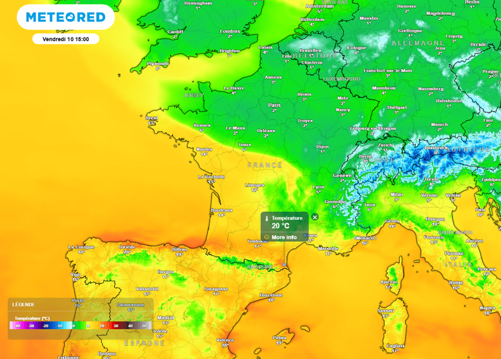 L'écart thermique entre le nord et le sud atteindre encore une vingtaine de degrés vendredi après-midi ! L'écart thermique entre le nord et le sud atteindre encore une vingtaine de degrés vendredi après-midi !