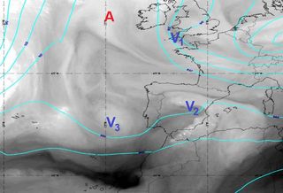 Confluencias de vaguadas en altura y tormentas en la Península