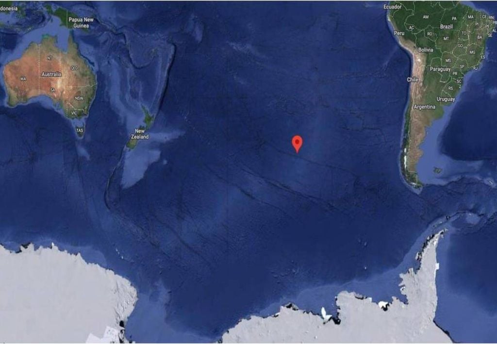 Point Nemo (« Point Nemo ») est l'endroit le plus isolé des océans du monde : la terre la plus proche est à 2 688 km. Crédit : @2023 Google INEGI.