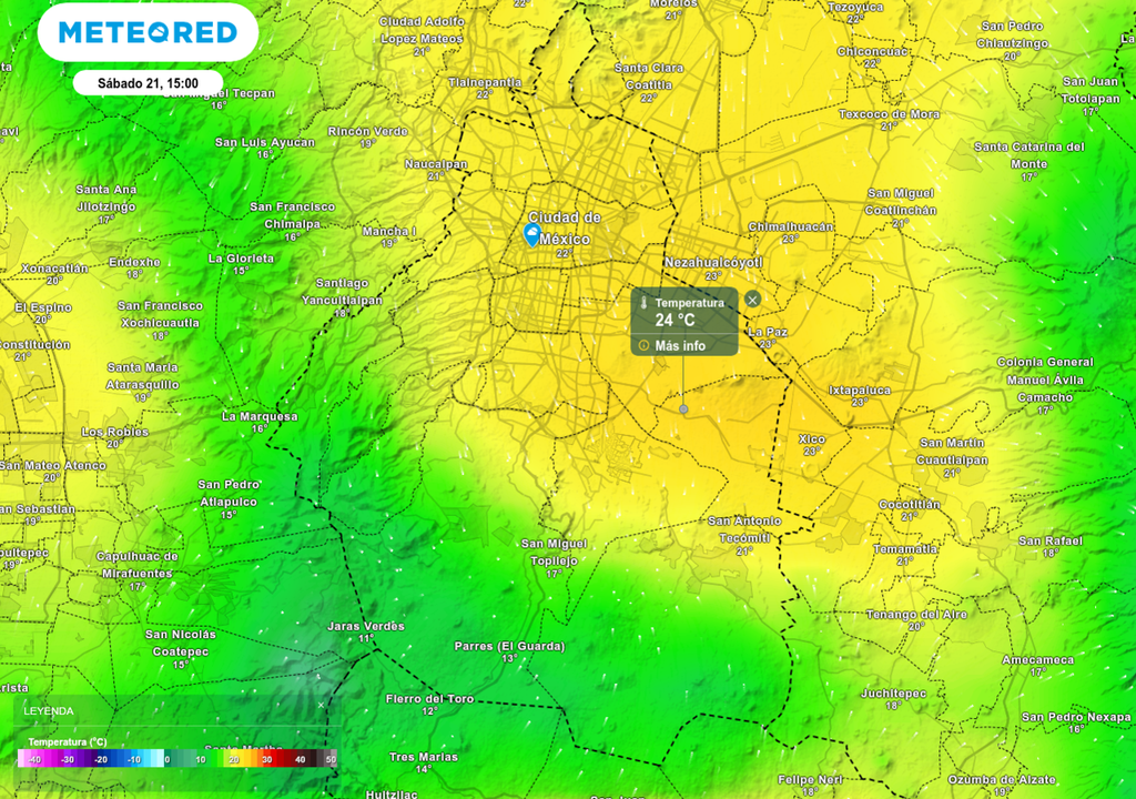 Esta tarde se espera un ambiente templado en la Ciudad de México, con máximas hasta 24 °C en las alcaldías del oriente.