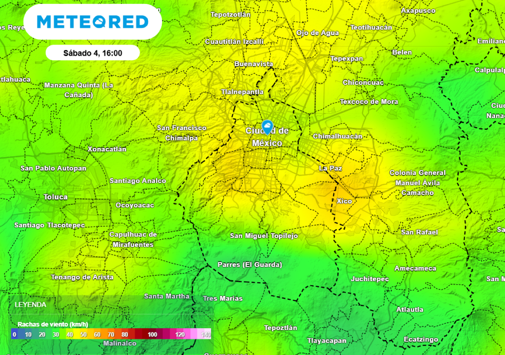 Las rachas de viento pueden superar los 50 km/h en alcaldías del centro, poniente y oriente por la tarde. Las rachas de viento pueden superar los 50 km/h en alcaldías del centro, poniente y oriente por la tarde.