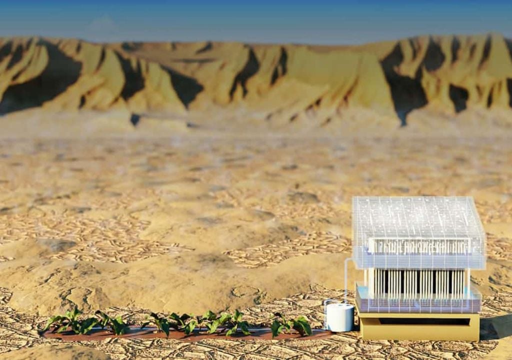 Schéma du dispositif utilisé pour extraire l'eau de l'air (KAUST)