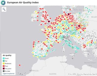 Contaminación del aire en tiempo real en Europa