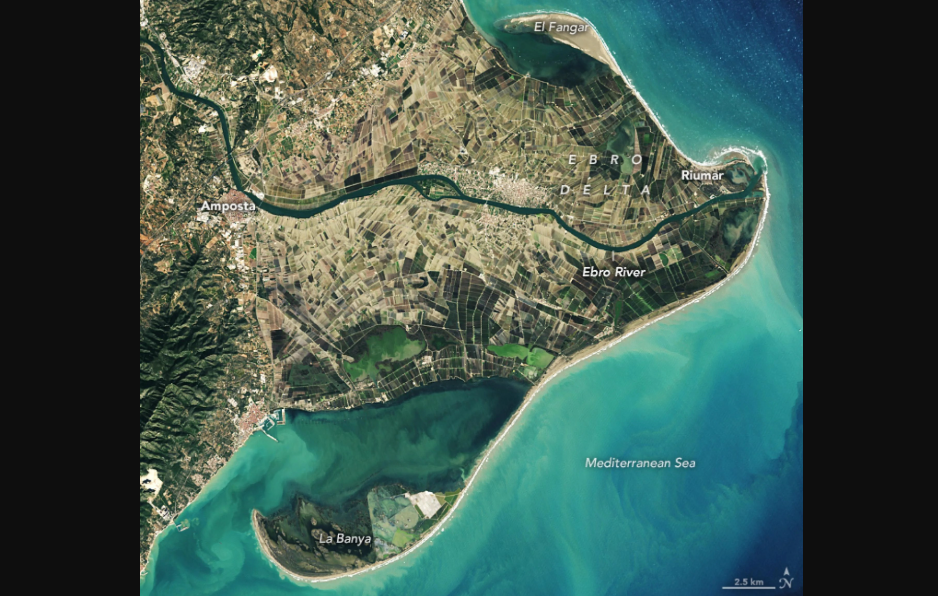 Imagen de satélite del Delta del Ebro, Tarragona. NASA