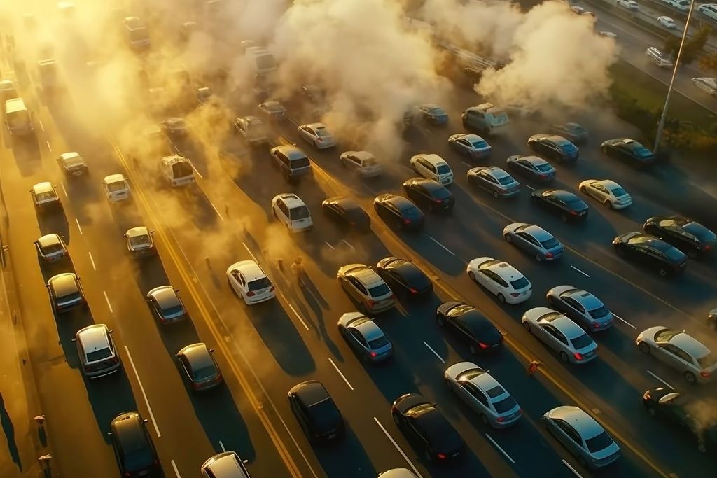 Los principales contaminantes son emitidos por autos y la industria. Los principales contaminantes son emitidos por autos y la industria.