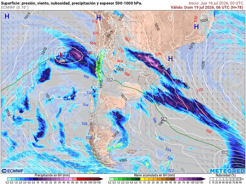 Cuarto sistema frontal que ingresará sobre el centro norte volviendo a activar las precipitaciones intensas.