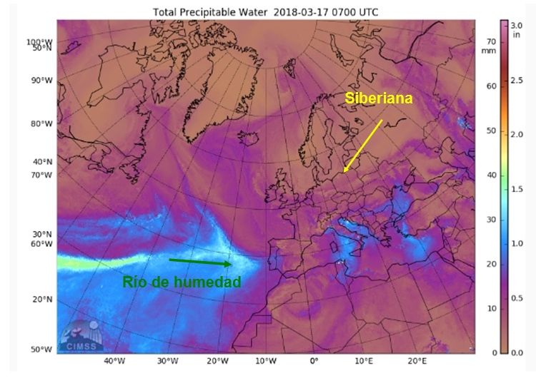 Contrastes De Humedad: Río Atmosférico Y “siberiana” Contrastes De Humedad: Río Atmosférico Y “siberiana”