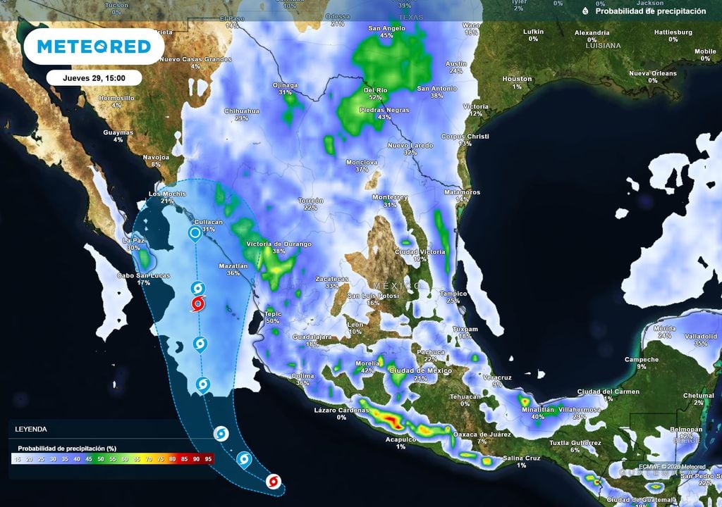 Pronóstico de probabilidad de lluvias Las precipitaciones estarán de forma dispersa esta última semana de octubre, concentrándose en el centro, occidente, norte y noreste con eventos fuertes.