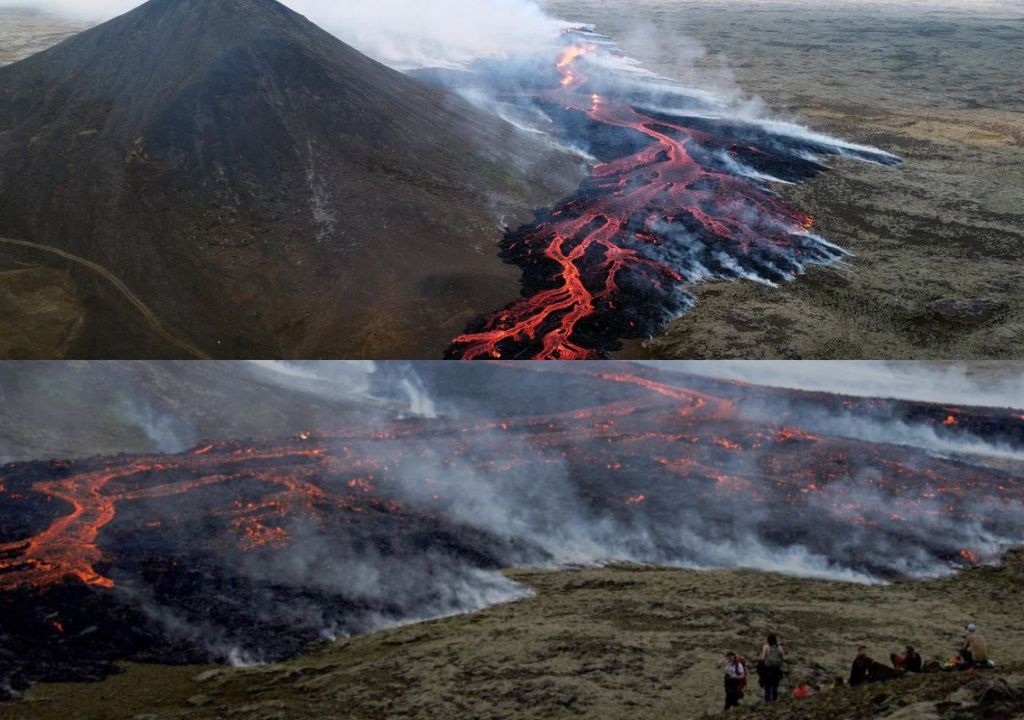 Cordilheira De Lava Turistas Curiosos Visitam Vulcão Em Erupção Na Islândia 8633