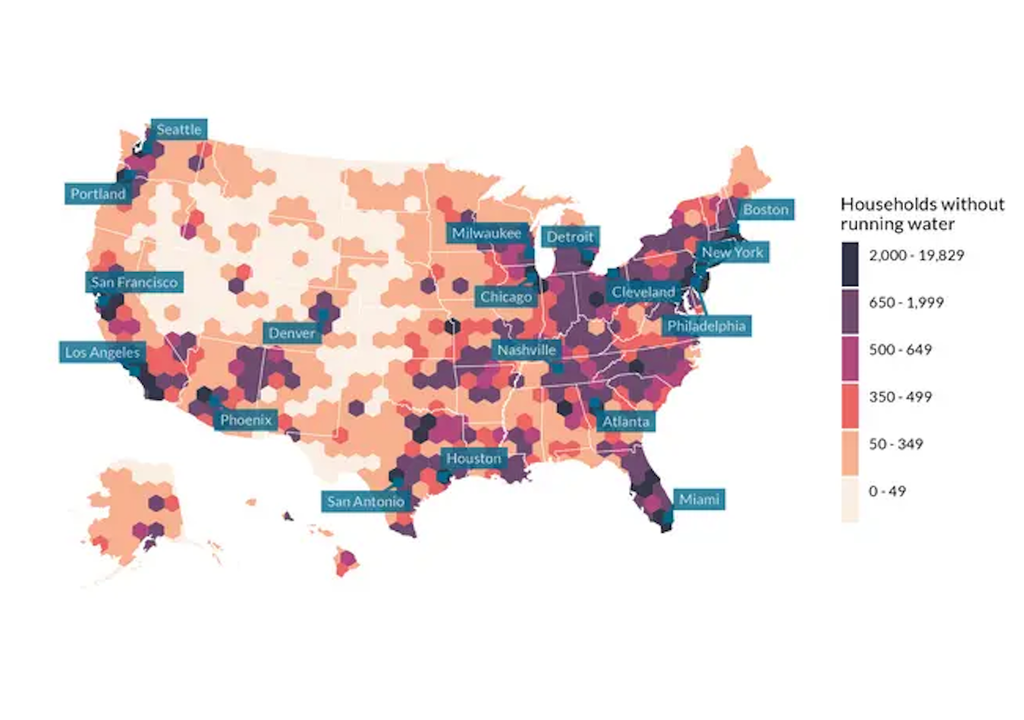 USA drinking water access map.