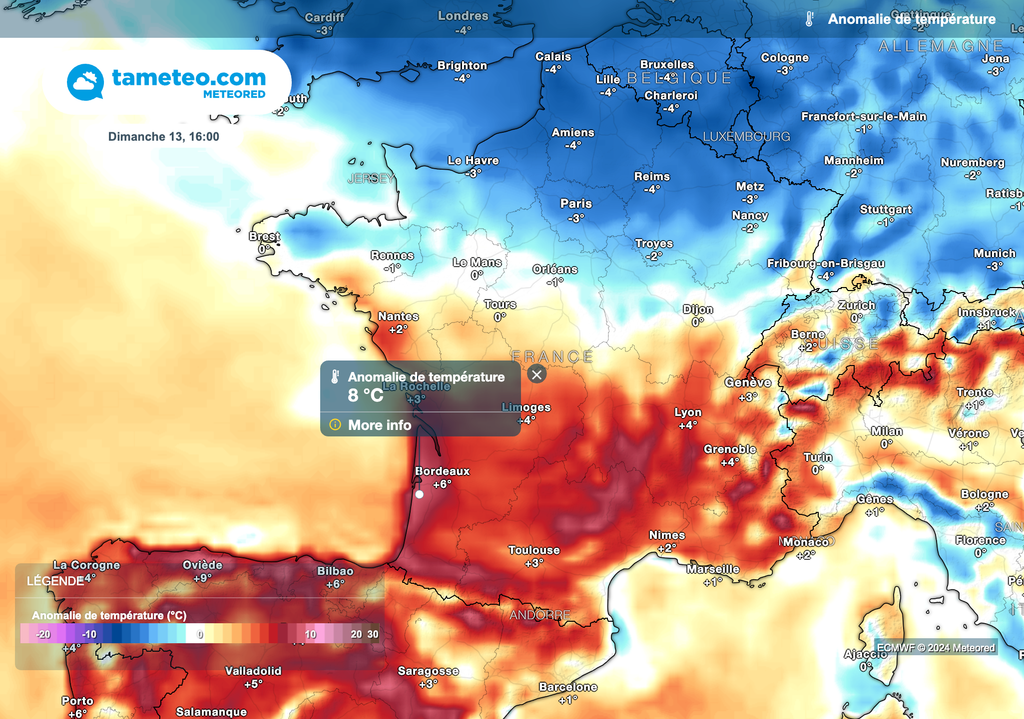 Chaleur dans le sud-ouest, fraîcheur marquée sur l'extrême nord ! Chaleur dans le sud-ouest, fraîcheur marquée sur l'extrême nord !