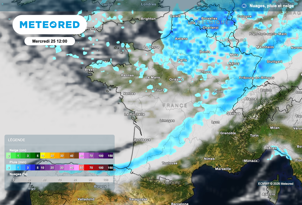 Une météo très perturbée demain midi au-dessus de la France. Une météo très perturbée demain midi au-dessus de la France.