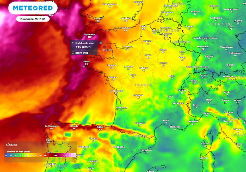 Dimanche, les rafales de vent deviendront tempétueuses en Bretagne. Dimanche, les rafales de vent deviendront tempétueuses en Bretagne.