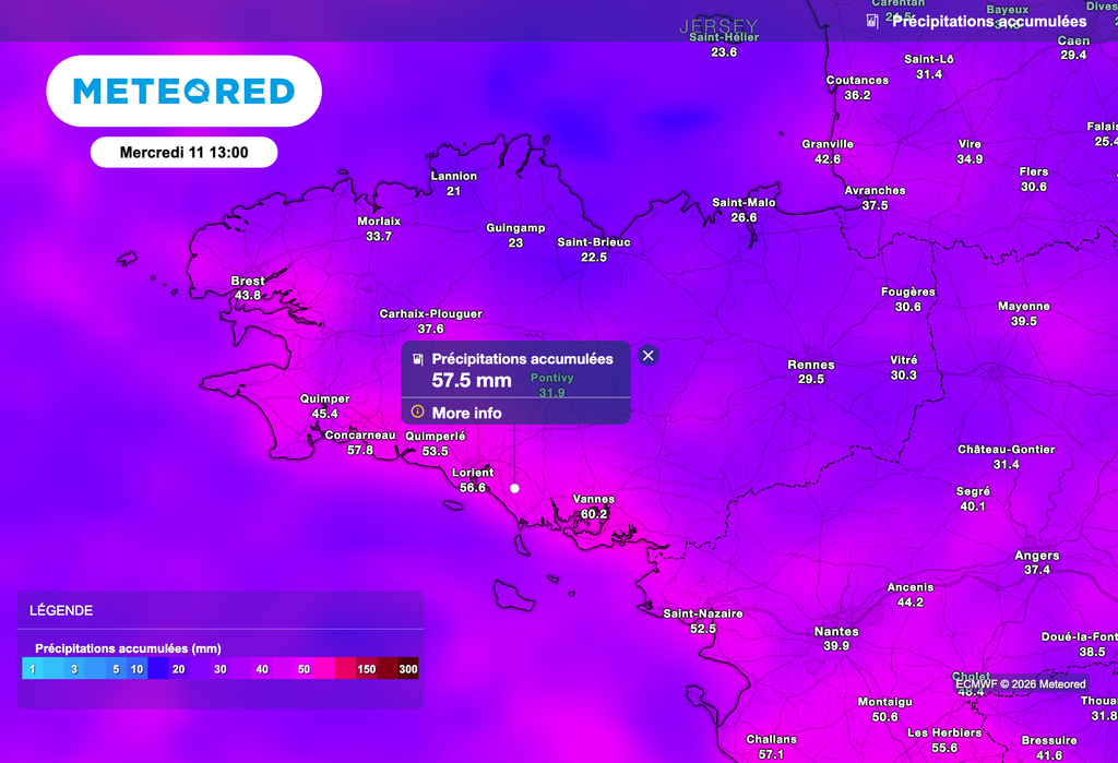 Poursuite d'une météo pluvieuse en Bretagne au cours des prochains jours !