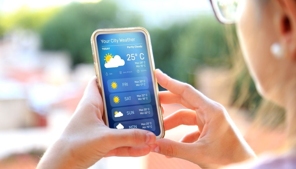 app tiempo Hoy la predicción máxima confiable del tiempo es de 3 a 5 días.
