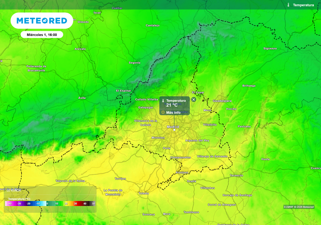 A pesar del predominio de vientos débiles del norte o noreste, las temperaturas podría superar los 21ºC-22ºC en horas centrales.