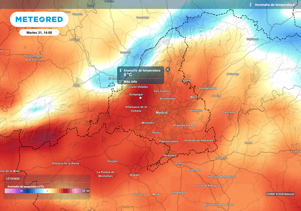 Excepto en las zonas más elevadas, durante el día se esperan temperaturas por encima de lo normal.