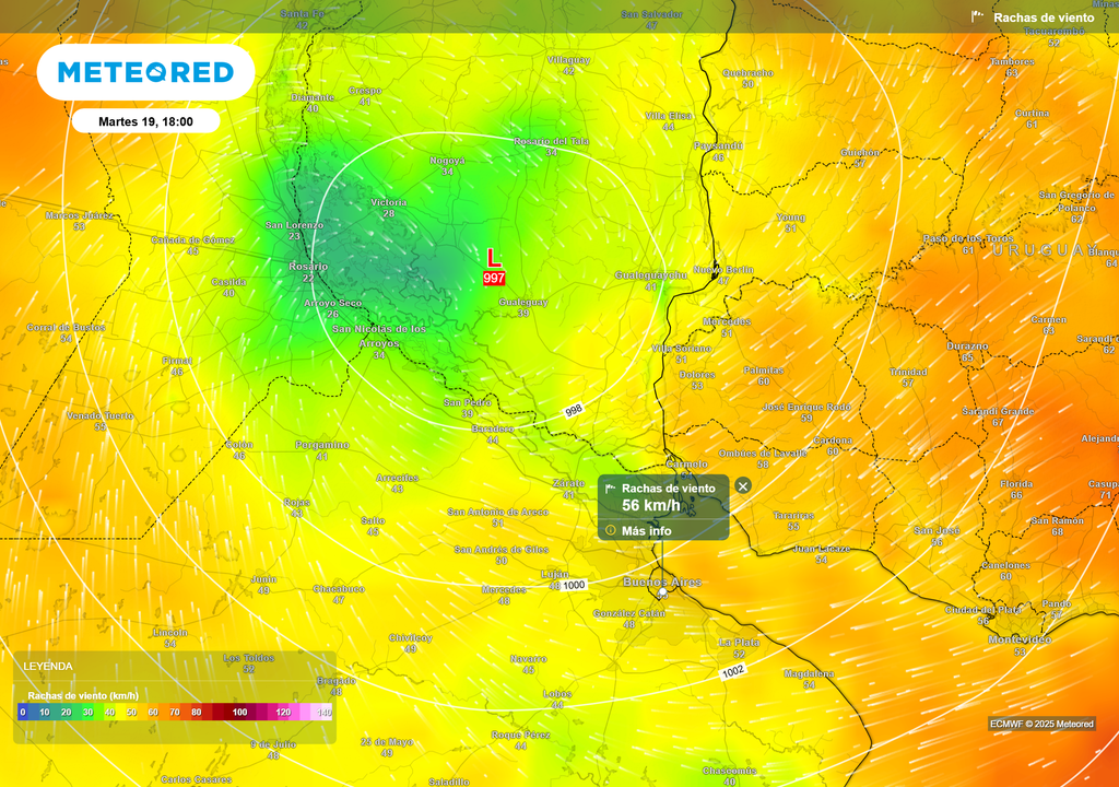 Ráfagas de viento del sector este en la previa del ciclón en Buenos Aires