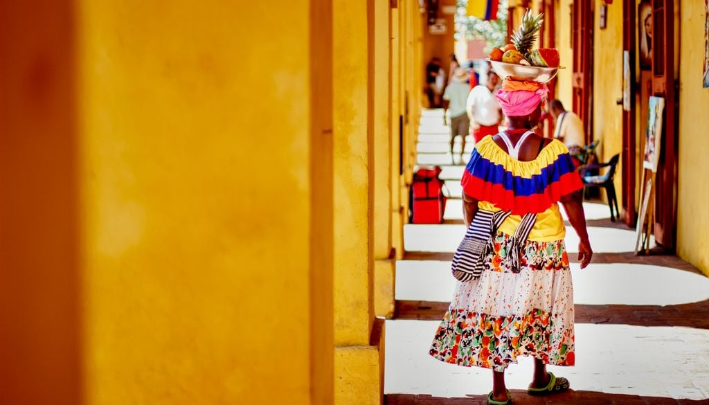 Cartagena de Indias, Colombia. Palenquera en Cartagena de Indias, Colombia.