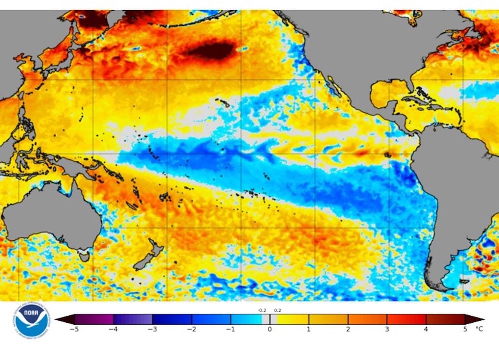 Anomalía de temperatura superficial del mar
