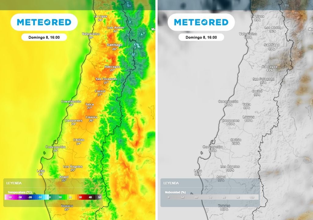 La mayor presencia de nubosidad durante el domingo favorecerá un ambiente más fresco en la zona central, marcando el día más templado del fin de semana.